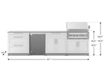 NewAge Outdoor Kitchens Stainless Steel 7-Piece Cabinet Set with 3-Drawer, Bar, Grill Cabinet, Platinum Grill, Countertop, and Stainless Steel Door Fridge-71425-Garage Giant 