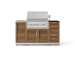 NewAge Outdoor Kitchens Outdoor Grill Island Stainless-Steel Louvered 5-Piece Cabinet Set with Sink, 3 Drawer, Grill Cabinet, Platinum Grill and Stainless Steel Countertop - (Natural Gas) 