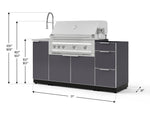 NewAge Outdoor Kitchens Outdoor Grill Island Aluminum 5-Piece Cabinet Set with Sink, 3 Drawer, Grill Cabinet, Platinum Grill and Stainless Steel Countertop - (Liquid Propane) 