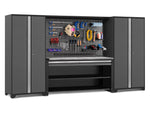 NewAge Garage Cabinets Pro Series 4-Piece Set with 78 in. Workstation, Lockers and Pegboard Accessories Kit-49574-Garage Giant 