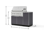 NewAge Outdoor Kitchens Outdoor Grill Island Aluminum 4-Piece Cabinet Set with 1 Door, Grill Cabinet, Platinum Grill and Countertop 