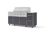 NewAge Outdoor Kitchens Outdoor Grill Island Aluminum 6-Piece Cabinet Set with Casters and 3-Drawer, Grill Cabinet, Performance Grill, Side Burner and Dekton in Aeris Countertop - (Liquid Propane) | Garage Giant 