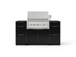 NewAge Outdoor Kitchens Outdoor Grill Island Aluminum 6-Piece Cabinet Set with 3 Drawers, Grill Cabinet, Platinum Grill and Dekton in Sirius Countertops - (Liquid Propane) 