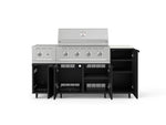 NewAge Outdoor Kitchens Outdoor Grill Island Stainless-Steel 6-Piece Cabinet Set with Casters and 1-Door, Grill Cabinet, Performance Grill, Side Burner and Dekton in Aeris Countertop - (Liquid Propane) 