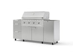 NewAge Outdoor Kitchens Outdoor Grill Island Stainless-Steel 5-Piece Cabinet Set with Casters 1 Door, 3 Drawer, Grill Cabinet and Performance Grill - (Liquid Propane) | Garage Giant 