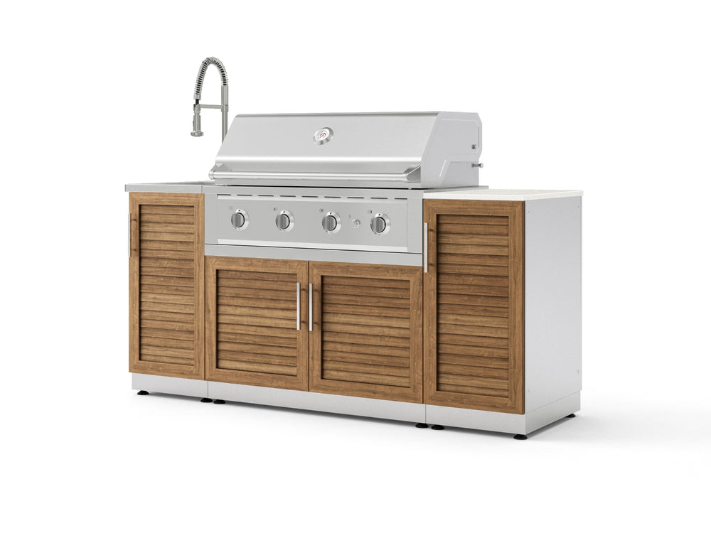 NewAge Outdoor Kitchens Outdoor Grill Island Stainless-Steel Louvered Doors 5-Piece Cabinet Set with Sink, 1 Door, Grill Cabinet, Performance Grill and Stainless Steel Countertop - (Natural Gas) | Garage Giant
