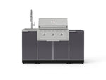 NewAge Outdoor Kitchens Outdoor Grill Island Aluminum 5-Piece Cabinet Set with Sink, 1 Door, Grill Cabinet, Performance Grill and Stainless Steel Countertop - (Natural Gas) 