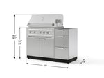 NewAge Outdoor Kitchens Outdoor Grill Island Stainless-Steel 3-Piece Cabinet Set with 3-Drawer, Grill Cabinet and Platinum Grill - (Liquid Propane) 