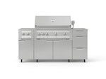 NewAge Outdoor Kitchens Outdoor Grill Island Stainless-Steel 6-Piece Cabinet Set with Casters and 3-Drawer, Grill Cabinet, Platinum Grill, Dual Side Burner, Countertop-74883-Garage Giant 