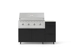 NewAge Outdoor Kitchens Outdoor Grill Island Stainless-Steel 4-Piece Cabinet Set with Casters and 3-Drawer, Grill Cabinet, Performance Grill and Dekton in Aeris Countertop - (Liquid Propane) 