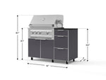 NewAge Outdoor Kitchens Outdoor Grill Island Aluminum 4-Piece Cabinet Set with Casters and 3-Drawer, Grill Cabinet, Platinum Grill and Dekton in Sirius Countertop - (Liquid Propane) 