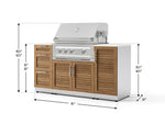 NewAge Outdoor Kitchens Outdoor Grill Island Stainless-Steel Louvered Doors 6-Piece Cabinet Set with 1 Door, 3 Drawer, Grill Cabinet, Platinum Grill and Dekton in Aeris Countertops - (Liquid Propane) 