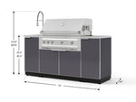 NewAge Outdoor Kitchens Outdoor Grill Island Aluminum 5-Piece Cabinet Set with Sink, 1 Door, Grill Cabinet, Platinum Grill and Stainless Steel Countertop-75377-Garage Giant 