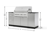 NewAge Outdoor Kitchens Outdoor Grill Island Stainless-Steel 6-Piece Cabinet Set with 1 Door, 3 Drawer, Grill Cabinet, Platinum Grill and Dekton in Sirius Countertops - (Natural Gas) 