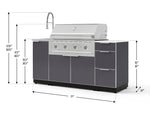 NewAge Outdoor Kitchens Outdoor Grill Island Aluminum 5-Piece Cabinet Set with Sink, 3 Drawer, Grill Cabinet, Performance Grill and Stainless Steel Countertop - (Natural Gas) 