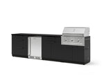 NewAge Outdoor Kitchens Stainless Steel 7-Piece Cabinet Set with 3-Drawer, Bar, Grill Cabinet, Performance Grill, Countertops, and Stainless Steel Door Fridge-73590-Garage Giant 