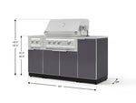 NewAge Outdoor Kitchens Outdoor Grill Island Aluminum 6-Piece Cabinet Set with 1-Door, Grill Cabinet, Platinum Grill, Dual Side Burner and Countertop-73986-Garage Giant 