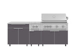 NewAge Outdoor Kitchens Aluminum 6-Piece Cabinet Set with Casters and Platinum Grill, Dual Side Burner, Bar, Grill Cabinet, Countertop-72554-Garage Giant 