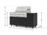 NewAge Outdoor Kitchens Outdoor Grill Island Stainless-Steel 6-Piece Cabinet Set with Casters and 1-Door, Grill Cabinet, Platinum Grill, Dual Side Burner and Dekton in Aeris Countertop - (Liquid Propane) 