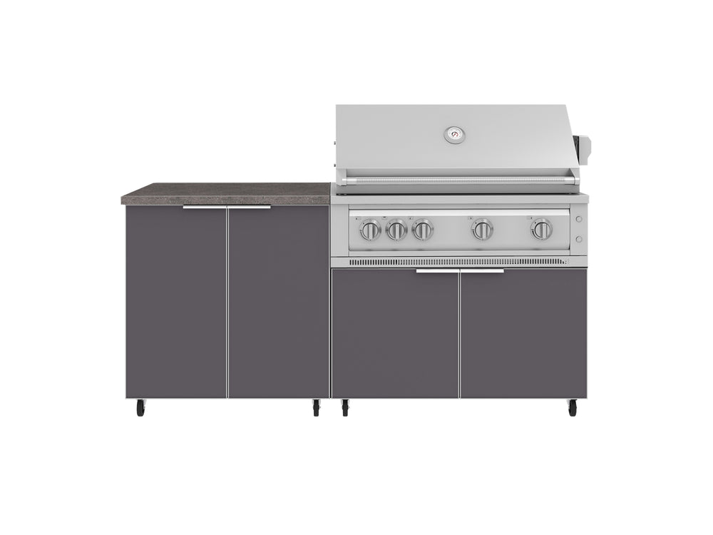 NewAge Outdoor Kitchens Aluminum 4-Piece Cabinet Set with Caster and 2 Door, Grill Cabinet, Platinum Grill, Countertop-72485-Garage Giant