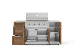 NewAge Outdoor Kitchens Outdoor Grill Island Stainless-Steel Louvered Doors 6-Piece Cabinet Set with 1 Door, 3 Drawer, Grill Cabinet, Performance Grill and Dekton in Aeris Countertops - (Natural Gas) 