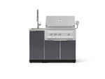 NewAge Outdoor Kitchens Outdoor Grill Island Aluminum 3-Piece Cabinet Set with Sink, Grill Cabinet and Platinum Grill-75264-Garage Giant 
