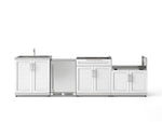 NewAge Outdoor Kitchens Stainless Steel 4-Piece Cabinet Set with Sink, Bar, Grill Cabinet and Stainless Steel Door Fridge-71500-Garage Giant 