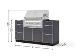 NewAge Outdoor Kitchens Outdoor Grill Island Aluminum 5-Piece Cabinet Set with 3 Drawers, Grill Cabinet and Platinum Grill - (Liquid Propane) 