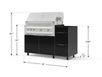 NewAge Outdoor Kitchens Outdoor Grill Island Aluminum 3-Piece Cabinet Set with Casters and 3-Drawer, Grill Cabinet and Platinum Grill - (Liquid Propane) 