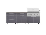 NewAge Outdoor Kitchens Aluminum 5-Piece Cabinet Set With Casters and 3 Drawer, Bar, Grill Cabinet, Platinum Grill, Countertop-72611-Garage Giant 