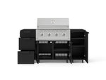 NewAge Outdoor Kitchens Outdoor Grill Island Stainless-Steel 6-Piece Cabinet Set with Casters 1 Door, 3 Drawer, Grill Cabinet, Performance Grill and Dekton in Sirius Countertops - (Liquid Propane) 