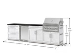 NewAge Outdoor Kitchens Stainless Steel 7-Piece Cabinet Set with 3-Drawer, Bar, Grill Cabinet, Platinum Grill, Countertop, and Stainless Steel Door Fridge-73620-Garage Giant 