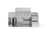 NewAge Outdoor Kitchens Outdoor Grill Island Stainless-Steel 5-Piece Cabinet Set with Casters and 3-Drawer, Grill Cabinet, Side Burner and Performance Grill - (Liquid Propane) 