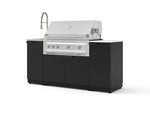 NewAge Outdoor Kitchens Outdoor Grill Island Stainless-Steel 5-Piece Cabinet Set with Sink, 1 Door, Grill Cabinet, Platinum Grill and Stainless Steel Countertop - (Natural Gas) | Garage Giant 