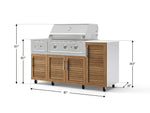 NewAge Outdoor Kitchens Outdoor Grill Island Stainless-Steel Louvered Doors 6-Piece Cabinet Set with Casters and 1-Door, Grill Cabinet, Performance Grill, Side Burner and Dekton in Aeris Countertop - (Liquid Propane) 