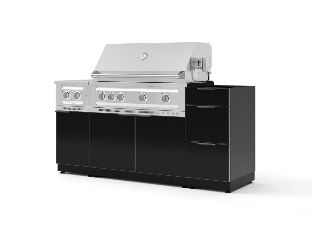 NewAge Outdoor Kitchens Outdoor Grill Island Aluminum 5-Piece Cabinet Set with 3-Drawer, Grill Cabinet, Dual Side Burner and Platinum Grill - (Liquid Propane) | Garage Giant