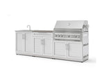 NewAge Outdoor Kitchens Stainless-Steel 5-Piece Cabinet Set with Bar, Sink, Grill Cabinet, Platinum Grill, and Countertop-73443-Garage Giant 