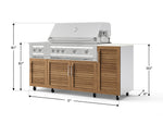 NewAge Outdoor Kitchens Outdoor Grill Island Stainless-Steel Louvered Doors 6-Piece Cabinet Set with Casters and 1-Door, Grill Cabinet, Platinum Grill, Dual Side Burner and Dekton in Aeris Countertop - (Liquid Propane) 