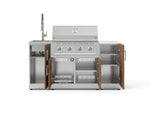 NewAge Outdoor Kitchens Outdoor Grill Island Stainless-Steel Louvered Doors 5-Piece Cabinet Set with Sink, 1 Door, Grill Cabinet, Performance Grill and Stainless Steel Countertop - (Natural Gas) 