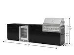 NewAge Outdoor Kitchens Aluminum 7-Piece Cabinet Set with 3-Drawer, Bar, Grill Cabinet, Platinum Grill, Countertops and Glass Door Fridge-73588-Garage Giant 