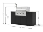 NewAge Outdoor Kitchens Outdoor Grill Island Stainless-Steel 5-Piece Cabinet Set with Sink, 1 Door, Grill Cabinet, Performance Grill and Stainless Steel Countertop - (Natural Gas) 