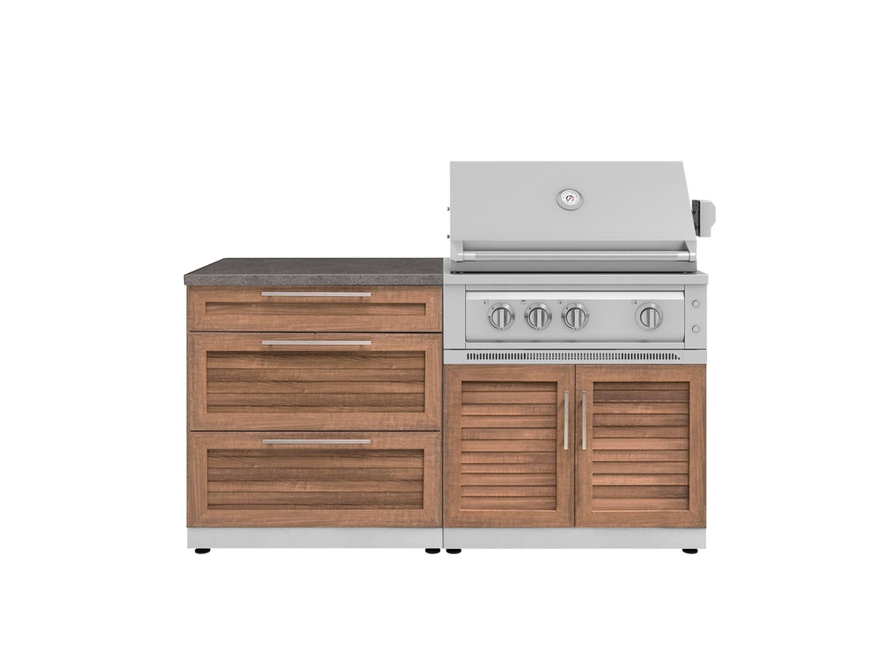 NewAge Outdoor Kitchens Stainless-Steel 4-Piece Cabinet Set with 3 Drawer, Grill Cabinet, Platinum Grill, and Countertop-71676-Garage Giant
