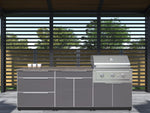 NewAge Outdoor Kitchens Aluminum 6-Piece Cabinet Set with Sink, Bar, Grill Cabinet, Performance Grill, Countertop and Fridge-72045-Garage Giant 