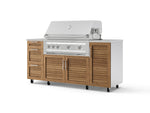 NewAge Outdoor Kitchens Outdoor Grill Island Stainless-Steel Louvered Doors 6-Piece Cabinet Set with Casters 1 Door, 3 Drawer, Grill Cabinet, Platinum Grill, Countertops-74925-Garage Giant 