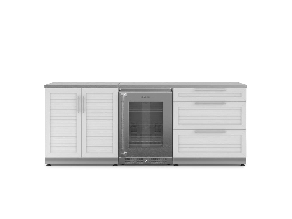 NewAge Outdoor Kitchens Stainless Steel 5-Piece Cabinet Set with 3-Drawer, 2-Door Cabinet, Countertops and Fridge-71541-Garage Giant