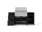 NewAge Outdoor Kitchens Outdoor Grill Island Stainless-Steel 6-Piece Cabinet Set with Casters 1 Door, 3 Drawer, Grill Cabinet, Performance Grill and Dekton in Aeris Countertops - (Liquid Propane) 