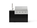 NewAge Outdoor Kitchens Outdoor Grill Island Aluminum 3-Piece Cabinet Set with Sink, Grill Cabinet, and Performance Grill 