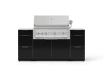 NewAge Outdoor Kitchens Outdoor Grill Island Aluminum 6-Piece Cabinet Set with 3 Drawers, Grill Cabinet, Platinum Grill and Dekton in Aeris Countertops - (Liquid Propane) 