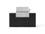 NewAge Outdoor Kitchens Outdoor Grill Island Stainless-Steel 6-Piece Cabinet Set with 1 Door, 3 Drawer, Grill Cabinet, Platinum Grill and Dekton in Aeris Countertops - (Liquid Propane) 