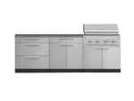 NewAge Outdoor Kitchens Stainless-Steel 5-Piece Cabinet Set with 3-Drawer, Bar, Grill Cabinet, Performance Grill and Countertop-71205-Garage Giant 